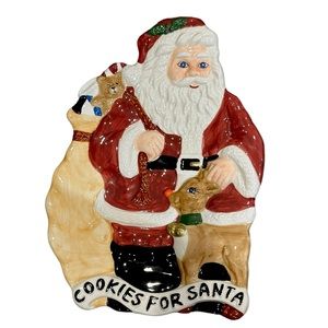 Vintage A La Carte Ceramic Christmas Cookies For Santa Plate 10"  X  7.25”